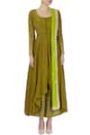 Shop_Priyanka Jain_Olive Green Embellished Palazzo Set _Online_at_Aza_Fashions