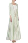 Priyanka Jain_Green Wide Neck Tiered Tunic With Jacket For Women_Online_at_Aza_Fashions