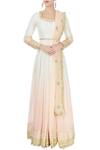 Buy_Priyanka Jain_Ivory And Peach Ombre Kurta Set With Embroidery _at_Aza_Fashions