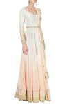 Priyanka Jain_Ivory And Peach Ombre Kurta Set With Embroidery _Online_at_Aza_Fashions