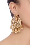 Shop_Just Shradhas_Gold Plated Beads Embellished Jhumka Earrings _at_Aza_Fashions