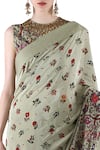 Nikasha_Green Printed Saree With Blouse_Online_at_Aza_Fashions