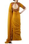 Shop_Nikasha_Yellow Checkered Saree With Blouse_at_Aza_Fashions