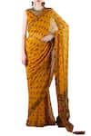 Buy_Nikasha_Yellow Printed Saree With Blouse_at_Aza_Fashions