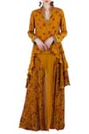 Buy_Nikasha_Yellow Printed Floral Motifs V Neck Top And Flared Skirt Set For Women_at_Aza_Fashions