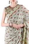 Shop_Nikasha_Green Cotton Silk Round Floral Print Saree With Blouse For Women_at_Aza_Fashions