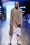 Buy_Antar Agni_Grey Linen Blend Draped Kurta _at_Aza_Fashions