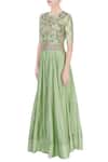 Buy_Neha Khullar_Green Pastel Embroidered Anarkali Dress For Women_Online_at_Aza_Fashions