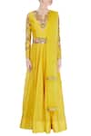 Shop_Neha Khullar_Yellow Embroidered Anarkali Set_Online_at_Aza_Fashions