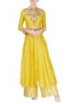 Buy_Neha Khullar_Yellow Embroidered Kurta Jacket And Pants_at_Aza_Fashions
