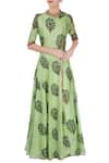 Buy_Aksh_Green Leaf Print Anarkali_at_Aza_Fashions