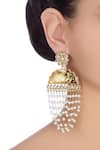 Shop_Shillpa Purii_Gold Plated And White Kundan Dangler Earrings _at_Aza_Fashions