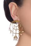 Shop_Shillpa Purii Designer Jewellery_Gold Plated Pearls Layered Round Jhumki Earrings With _at_Aza_Fashions