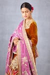 Torani_Pink Velvet And Crepe Print & Embroidery Ruzava Nadira Doshala  _Online_at_Aza_Fashions