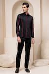 Buy_Abkasa_Black Cotton Striped Embroidered Shirt _at_Aza_Fashions
