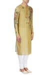 Rar Studio_Beige Chanderi Handloom Hand-painted Kurta  _Online_at_Aza_Fashions