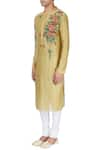 Buy_Rar Studio_Beige Chanderi Handloom Hand-painted Kurta  _Online_at_Aza_Fashions