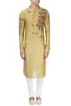 Shop_Rar Studio_Beige Chanderi Handloom Hand-painted Kurta  _Online_at_Aza_Fashions