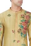 Rar Studio_Beige Chanderi Handloom Hand-painted Kurta  _at_Aza_Fashions