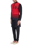 Buy_Manish Nagdeo_Black Red And Nehru Jacket With Kurta & Trousers For Men_Online_at_Aza_Fashions