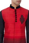 Manish Nagdeo_Black Red And Nehru Jacket With Kurta & Trousers For Men_at_Aza_Fashions