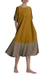 Buy_MATI_Yellow Mustard And Khaki Flared Dress_at_Aza_Fashions