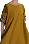 MATI_Yellow Mustard And Khaki Flared Dress_Online_at_Aza_Fashions