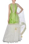 Buy_Preeti S Kapoor_Green And Cream Gota Work Sharara Set_at_Aza_Fashions