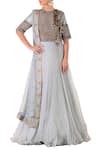 Buy_Neha Khullar_Blue Embroidered Anarkali With Dupatta For Kids_at_Aza_Fashions