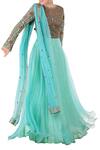 Neha Khullar_Blue Round Embroidered Anarkali With Dupatta  _Online_at_Aza_Fashions