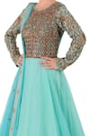 Buy_Neha Khullar_Blue Round Embroidered Anarkali With Dupatta  _Online_at_Aza_Fashions