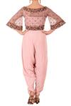 Shop_Neha Khullar_Pink Wide Neck Embroiderd Dhoti Jumpsuit For Women_at_Aza_Fashions