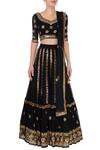 Shop_Esha Koul_Black Embroidered Lehenga Set For Women_Online_at_Aza_Fashions