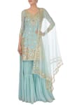 Buy_Esha Koul_Blue Ice Embellishment Sharara Set _at_Aza_Fashions