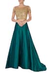 Buy_Divya Kanakia_Emerald Green Lehenga With Gold Blouse_at_Aza_Fashions