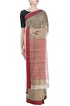 Buy_Prama by Pratima Pandey_Red Floral Printed And Striped Saree_at_Aza_Fashions