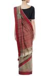 Shop_Prama by Pratima Pandey_Red Floral Printed And Striped Saree_at_Aza_Fashions