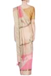 Shop_Prama by Pratima Pandey_Beige Floral Printed And Striped Saree_at_Aza_Fashions