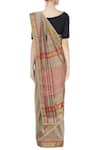 Shop_PRAMA BY PRATIMA PANDEY_Grey Embroidered Floral Boat Neck Printed And Striped Saree  _at_Aza_Fashions