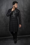 Buy_Kasbah_Black Georgette Hand Embroidered Chikankari Kurta Set _at_Aza_Fashions