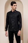 Buy Abkasa Black Cotton Geometric Placement Embroidered Shirt Online at Aza Fashions Buy_Abkasa_Black Cotton Geometric Placement Embroidered Shirt _Online_at_Aza_Fashions