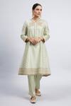 Buy_Sheetal Batra_Green Kurta Chanderi  Salwar - Bamber Satin Dupatta Naazira Set_Online_at_Aza_Fashions