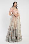 Buy_Abhinav Mishra_Multi Color Blouse Raw Silk Dupatta And Lehenga Mirror Embellished Bridal Set _at_Aza_Fashions