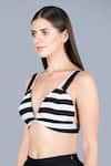 Shop_Gulabo by Abu Sandeep_Black Cotton Cambric Print Striped V Neck Bralette _Online_at_Aza_Fashions