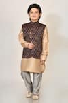 Buy_Arihant Rai Sinha_Brown Handloom Silk Bundi And Kurta Set For Boys_at_Aza_Fashions