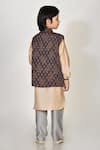 Shop_Arihant Rai Sinha_Brown Handloom Silk Bundi And Kurta Set For Boys_at_Aza_Fashions