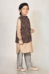 Arihant Rai Sinha_Brown Handloom Silk Bundi And Kurta Set For Boys_Online_at_Aza_Fashions