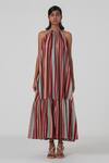 The Summer House_Multi Color Certified Organic Cotton Cambric Knox Stripe Pattern Dress_Online_at_Aza_Fashions