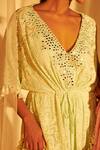Shop_Cherie D_Green Embroidery V Neck Kaftan _at_Aza_Fashions