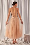 Shop_Cherie D_Peach Tulle Embroidery Bandeau Corset And Skirt Set _at_Aza_Fashions